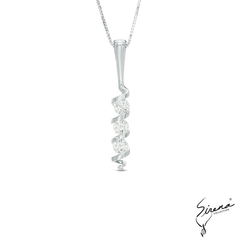 Main Image 1 of Sirena™ Energy 1/3 CT. T.W. Diamond Three Stone Cascading Pendant in 14K White Gold