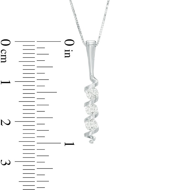 Main Image 2 of Sirena™ Energy 1/3 CT. T.W. Diamond Three Stone Cascading Pendant in 14K White Gold