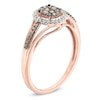 Thumbnail Image 2 of 1/4 CT. T.W. Champagne and White Composite Diamond Oval Frame Split Shank Ring in 10K Rose Gold