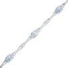 Thumbnail Image 1 of Oval Aquamarine Bamboo Bracelet in Sterling Silver - 7.25"