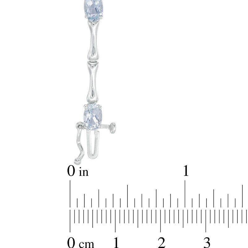 Main Image 2 of Oval Aquamarine Bamboo Bracelet in Sterling Silver - 7.25"