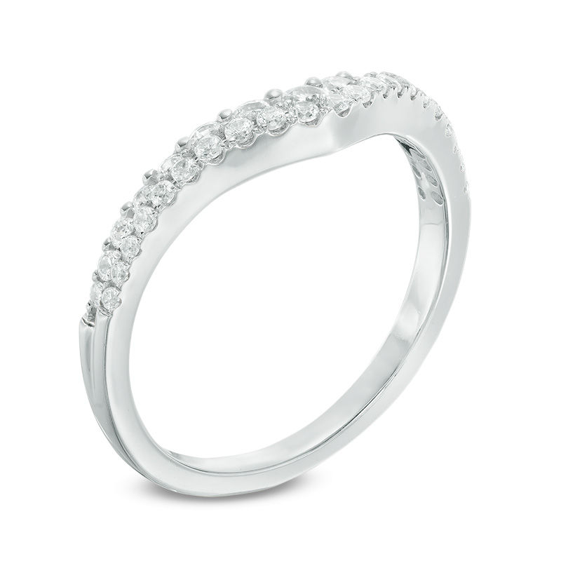 Main Image 2 of 1/2 CT. T.W. Diamond Double Row Contour Band in 14K White Gold
