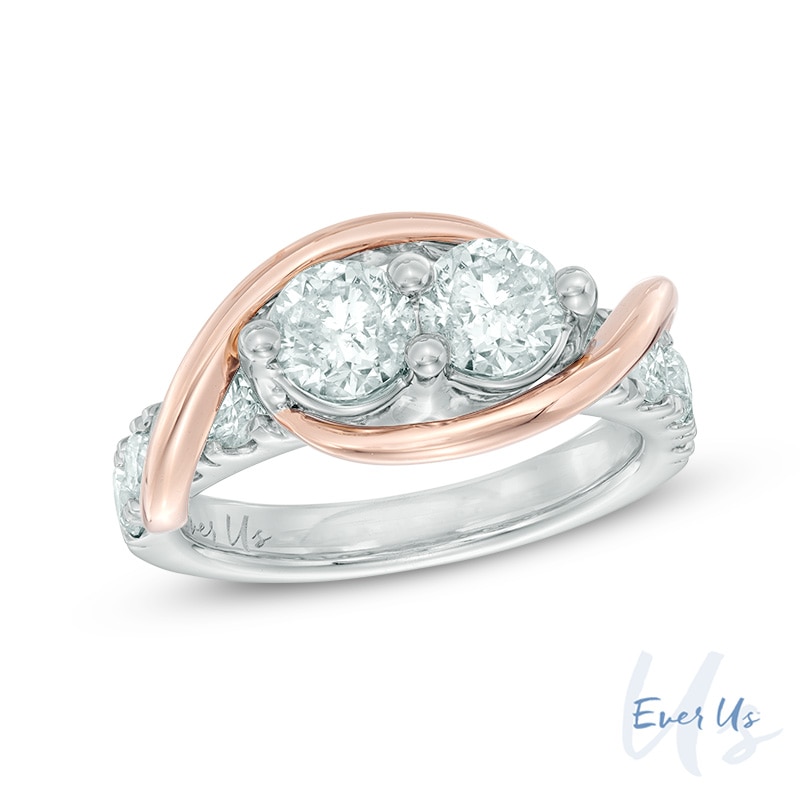 Ever Us® 2 CT. T.W. Two-Stone Diamond Swirl Band in 14K Two-Tone Gold