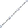 Thumbnail Image 1 of Oval Aquamarine and Diamond Accent Vintage-Style Bracelet in Sterling Silver - 7.25"