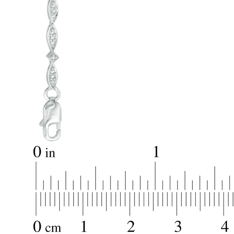 Main Image 2 of Oval Aquamarine and Diamond Accent Vintage-Style Bracelet in Sterling Silver - 7.25"