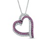 Thumbnail Image 1 of Lab-Created Ruby and White Sapphire Intertwined Hearts Pendant in Sterling Silver