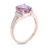 Thumbnail Image 1 of Oval Rose de France Amethyst and Lab-Created White Sapphire Collar Ring in 10K Rose Gold