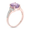 Thumbnail Image 2 of Oval Rose de France Amethyst and Lab-Created White Sapphire Collar Ring in 10K Rose Gold