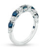 Thumbnail Image 1 of Vera Wang Love Collection Oval Blue Sapphire and 3/8 CT. T.W. Diamond Alternating Band in 14K White Gold