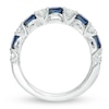 Thumbnail Image 2 of Vera Wang Love Collection Oval Blue Sapphire and 3/8 CT. T.W. Diamond Alternating Band in 14K White Gold