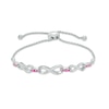 Thumbnail Image 1 of Lab-Created Ruby and White Sapphire Infinity Bolo Bracelet in Sterling Silver - 9.0"