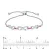 Thumbnail Image 2 of Lab-Created Ruby and White Sapphire Infinity Bolo Bracelet in Sterling Silver - 9.0"
