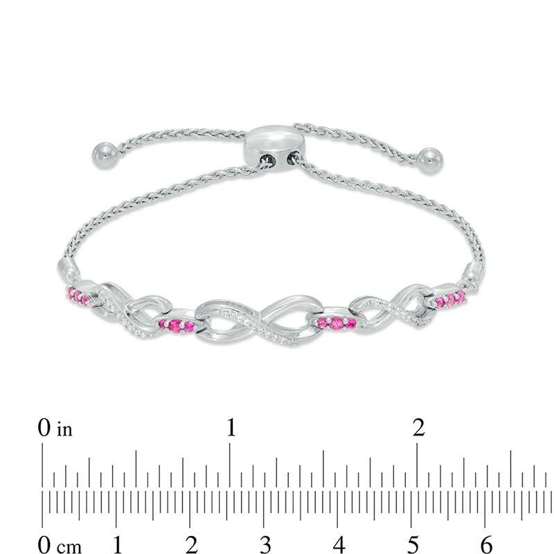 Main Image 2 of Lab-Created Ruby and White Sapphire Infinity Bolo Bracelet in Sterling Silver - 9.0"