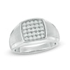 Thumbnail Image 0 of Men's 1/2 CT. T.W. Diamond Square Composite Brushed Finish Ring in 10K Gold