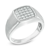 Thumbnail Image 1 of Men's 1/2 CT. T.W. Diamond Square Composite Brushed Finish Ring in 10K Gold