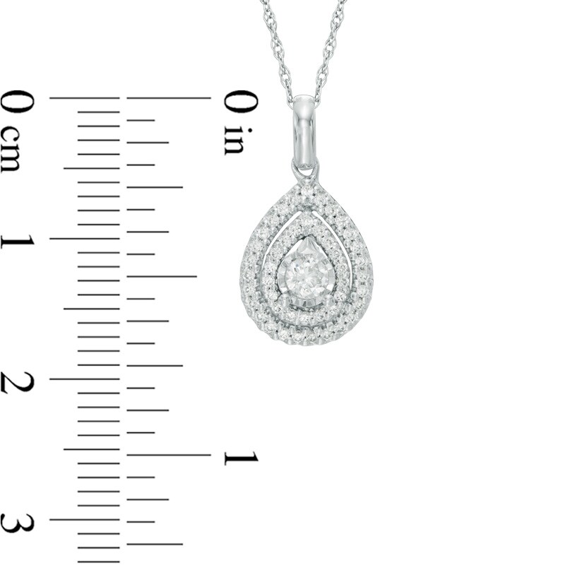 Main Image 2 of 1/4 CT. T.W. Diamond Double Frame Teardrop Pendant in 10K White Gold