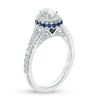 Thumbnail Image 2 of Vera Wang Love Collection 3/4 CT. T.W. Oval Diamond and Blue Sapphire Frame Engagement Ring in 14K White Gold