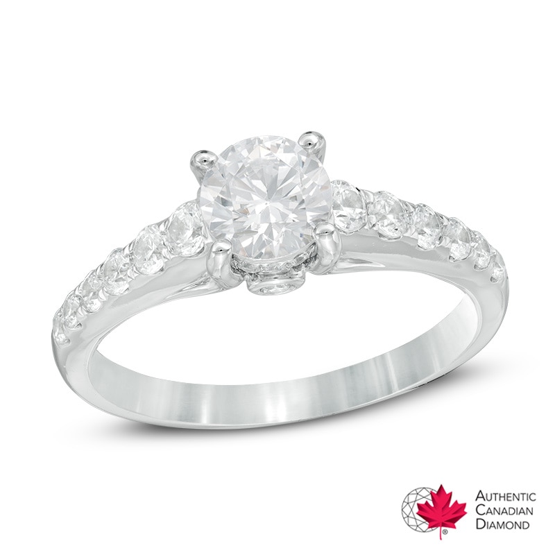 Main Image 1 of 1-1/4 CT. T.W. Certified Canadian Diamond Engagement Ring in 14K White Gold (I/I2)
