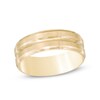 Thumbnail Image 0 of Men's 7.0mm Comfort Fit Striped Wedding Band in 14K Gold