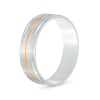 Thumbnail Image 1 of Men's 6.0mm Comfort Fit Striped Wedding Band in 10K Two-Tone Gold - Size 10