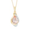 Thumbnail Image 1 of Pear-Shaped Morganite and Diamond Accent Teardrop Frame Pendant in 10K Gold
