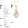 Thumbnail Image 2 of Pear-Shaped Morganite and Diamond Accent Teardrop Frame Pendant in 10K Gold