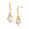 Thumbnail Image 0 of Pear-Shaped Morganite and Diamond Accent Teardrop Earrings in 10K Gold