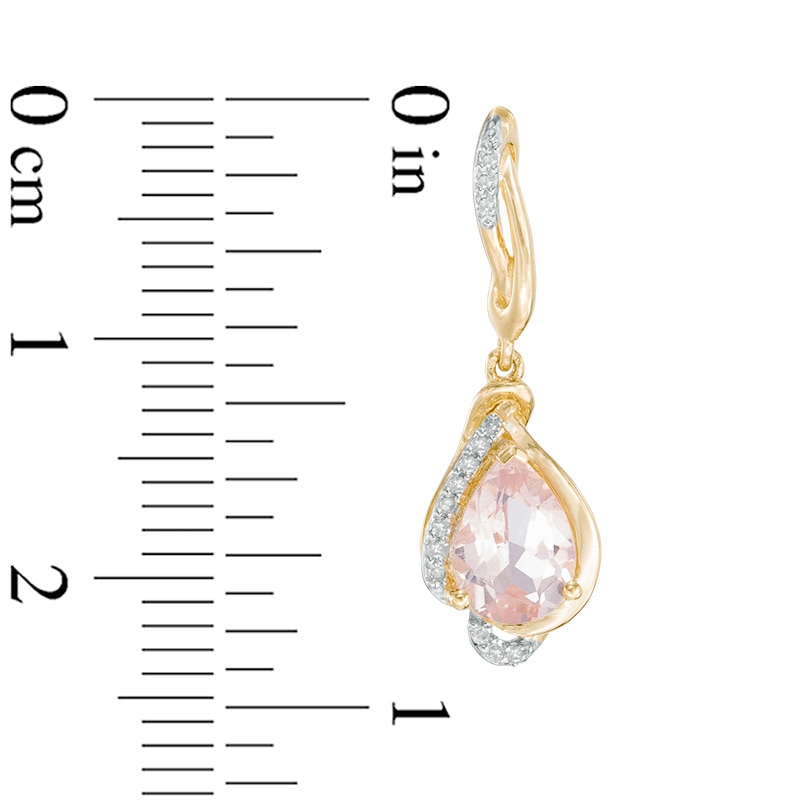 Pear-Shaped Morganite and Diamond Accent Teardrop Earrings in 10K Gold