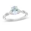 Thumbnail Image 1 of Oval Aquamarine and Diamond Accent Twist Ring in 10K White Gold