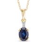 Thumbnail Image 1 of Oval Lab-Created Blue Sapphire and Diamond Accent Pendant in 10K Gold