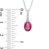 Thumbnail Image 2 of Oval Rhodolite Garnet and Diamond Accent Line Drop Pendant in Sterling Silver