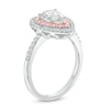Thumbnail Image 1 of Pear-Shaped Lab-Created White and Pink Sapphire Double Frame Ring in Sterling Silver