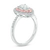 Thumbnail Image 2 of Pear-Shaped Lab-Created White and Pink Sapphire Double Frame Ring in Sterling Silver