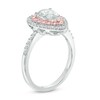 Thumbnail Image 1 of Pear-Shaped Lab-Created White and Pink Sapphire Double Frame Ring in Sterling Silver