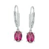 Thumbnail Image 1 of Oval Rhodolite Garnet and Diamond Accent Drop Earrings in Sterling Silver