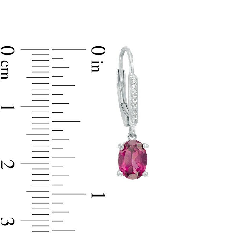 Main Image 2 of Oval Rhodolite Garnet and Diamond Accent Drop Earrings in Sterling Silver