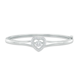 Unstoppable Love™ 5.5mm Lab-Created White Sapphire Heart Frame Bangle in Sterling Silver