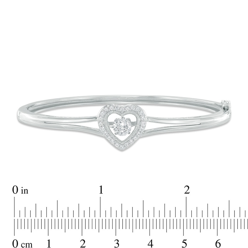 5.5mm Lab-Created White Sapphire Heart Frame Bangle in Sterling Silver