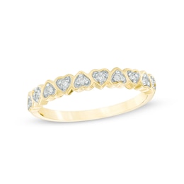 1/10 CT. T.W. Diamond Heart-Shaped Anniversary Band in 10K Gold