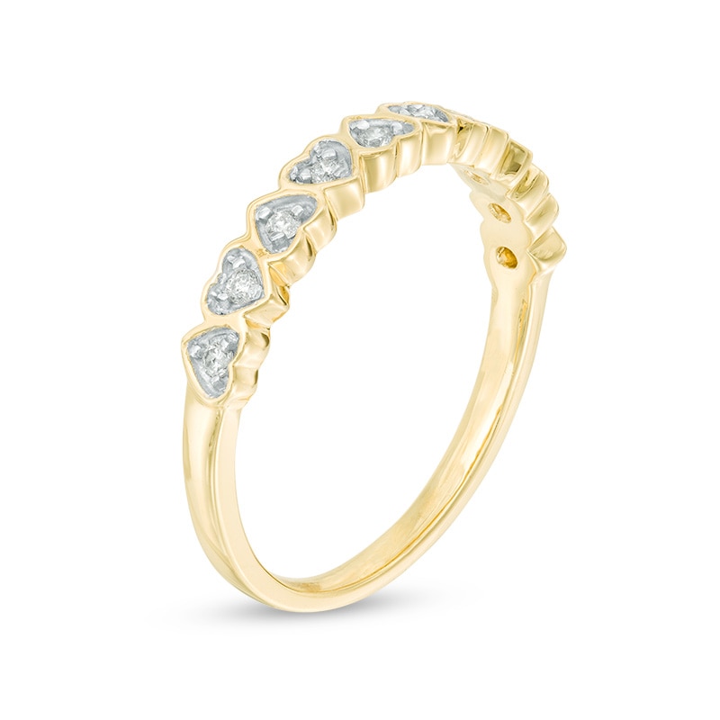 Main Image 2 of 1/10 CT. T.W. Diamond Heart-Shaped Anniversary Band in 10K Gold