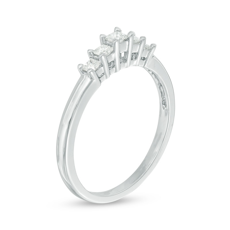 Main Image 2 of 1/4 CT. T.W. Princess-Cut Diamond Five Stone Anniversary Band in 10K White Gold