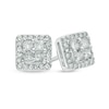Thumbnail Image 1 of 3/8 CT. T.W. Quad Princess-Cut Diamond Frame Stud Earrings in 10K White Gold