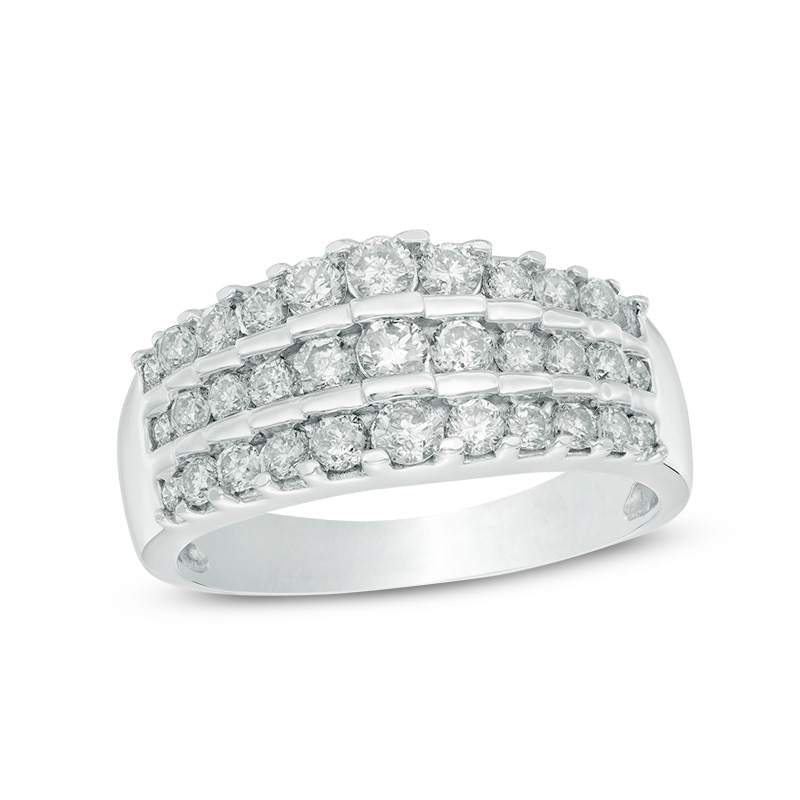 Main Image 1 of 1 CT. T.W. Diamond Three Row Tiered Band in 14K White Gold