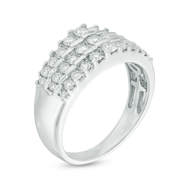 Main Image 2 of 1 CT. T.W. Diamond Three Row Tiered Band in 14K White Gold