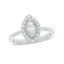 3/4 CT. T.W. Marquise Diamond Frame Engagement Ring in 10K White Gold