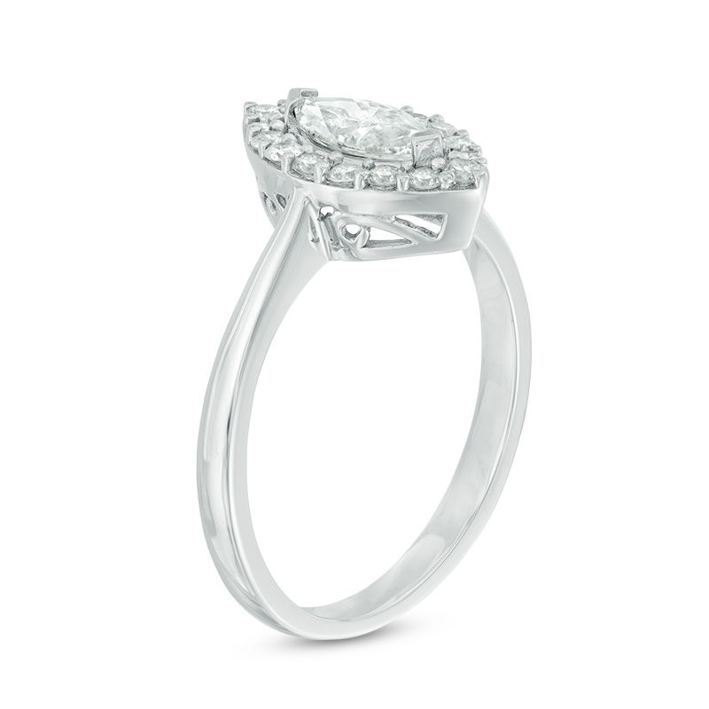 Main Image 2 of 3/4 CT. T.W. Marquise Diamond Frame Engagement Ring in 10K White Gold