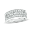Thumbnail Image 1 of 1 CT. T.W. Diamond Vintage-Style Three Row Band in 14K White Gold