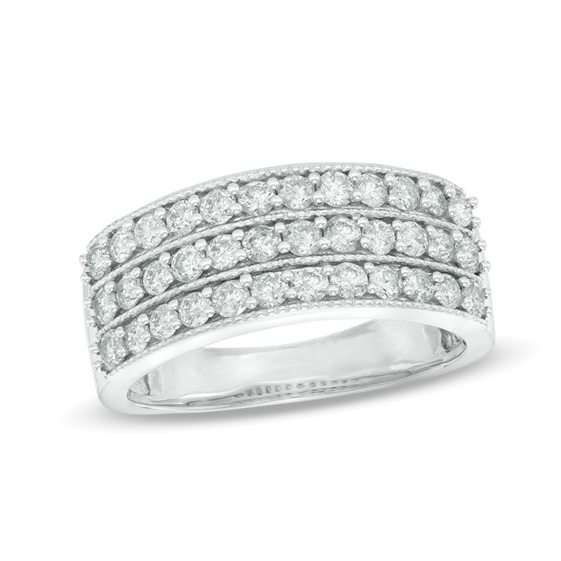 Main Image 1 of 1 CT. T.W. Diamond Vintage-Style Three Row Band in 14K White Gold