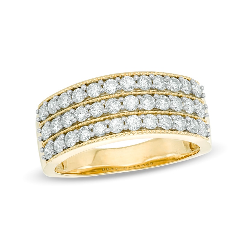 Main Image 1 of 1 CT. T.W. Diamond Vintage-Style Three Row Band in 14K Gold
