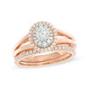 Thumbnail Image 0 of 3/4 CT. T.W. Diamond Double Oval Frame Split Shank Bridal Set in 10K Rose Gold